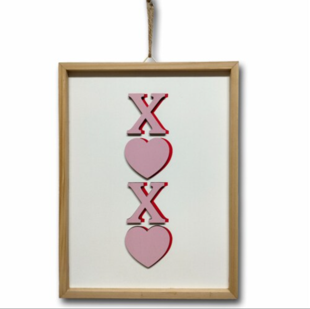 Holiday Home 8-inch Block Sign Picture Valentines Day - XOXO, Pack of 2