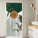 Abstract Stall Shower Curtain, Green and White Bathroom Curtain Waterproof Fabric Boho Sun Shower Curtain Set with Hooks, 36x72 Inch