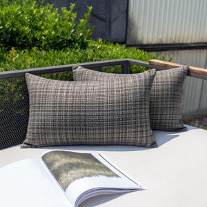 Kevin Textile Pack of 2 Decorative Outdoor Waterproof Throw Pillow Covers Lumbar Pillowcases Modern Cushion Cases for Patio Couch Bench 12 x 20 Inch Grey
