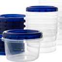 PLASTICPRO [16 oz 10 Pack] Twist Top Deli Containers Clear bottom With blue Top Twist on Lids Reusable, Stackable, Food Storage Freezer Container