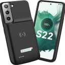 NEWDERY Galaxy S22 Battery Case 4700mAh, Qi Wireless Charging & Fast Charging & Transfer Data Supported, Extended Rechargeable Charger Case for Samsung S22 5G-6.1 inch (2022 Release) Black