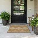MontVoo-Polypropylene 2x3 ft Indoor Outdoor Entryway Rug Porch Rug Door Mats Rugs Small Accent, Textured Weave, Durable for High Traffic, Fade-Resistant, Non-Shedding, Boho Geometric Neutral Brown