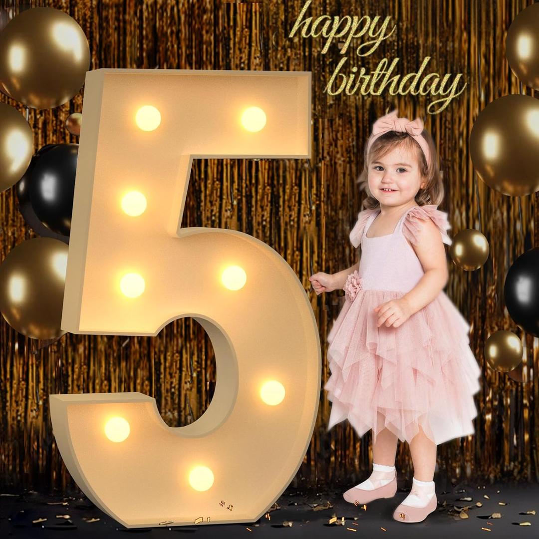 3FT Marquee Numbers, Light Up Numbers 5 for 5th 15th 50th Birthday Decorations, Big Numbers for Party Decorations, Large Light Up Numbers for Party Decor DIY Pre-Cut Foamboad Mosaic Numbers