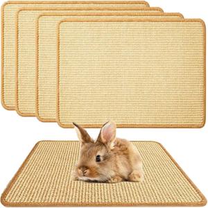Oncpcare 4PCS Rabbit Scratch Mat - Natural Bunny Scratching Pad for Claws & Teeth Care, Cages & Pet Cage Bedding for Biting, Sleeping & Nesting, 24x16