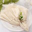 Socomi Set of 12 Linen Napkins Beige Easter Spring Cloth Napkins Washable Cotton Dinner Napkins Fringe 17"x17" for Wedding Party Bridal Baby Shower Birthday Table Decorations