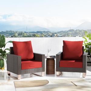 Outdoor Olefin Water-Resistant Deep Seat Cushion Set, 2PCS Weather and Fade Resistant 24''x 24''x 6'' Patio Furniture Seat Cushion, Thickened Sofa Chair Pad for Lawn, Garden, Red