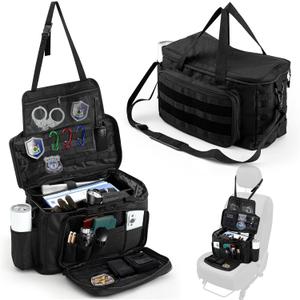 Patrol Bag organizer for Car Front Seat Law Enforcement Police Gear Organizer with Cup Holders Police Officer Duty Bag with Multiple Storage Space, Black
