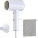 Portable & Foldable Small Hair Dryer with Lightweight Design, 1600W Fast Drying Compact Hair Blow DryerWhite + Pouch