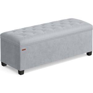 SONGMICS Velvet Storage Ottoman Bench, Foot Rest with Legs, 15.7 x 43 x 15.7 Inches, End of Bed Bench, Storage Chest, Load up to 660 lb, for Living Room, Bedroom, Entryway, Dove Gray ULSF089G02