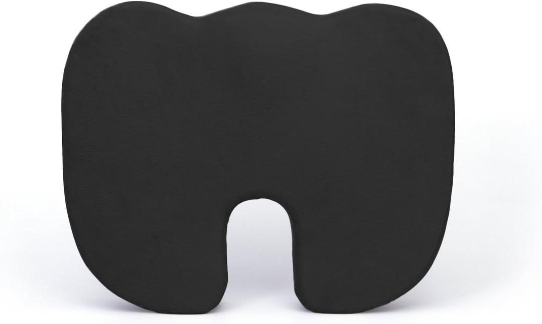 Deluxe Comfort Coccyx Orthopedic Memory Foam  Sciatica Relief  Tailbone Support  Great for Car or Office  Seat Cushion, Black