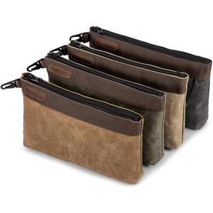 Hamks Waxed Canvas Tool Pouches 4 Pack  11-Inch Heavy-Duty Zipper Tool Bags Set, Waterproof Utility Storage Pouches for Tools, Cables, Gear & Supplies  Rugged Tool Organizer Bags