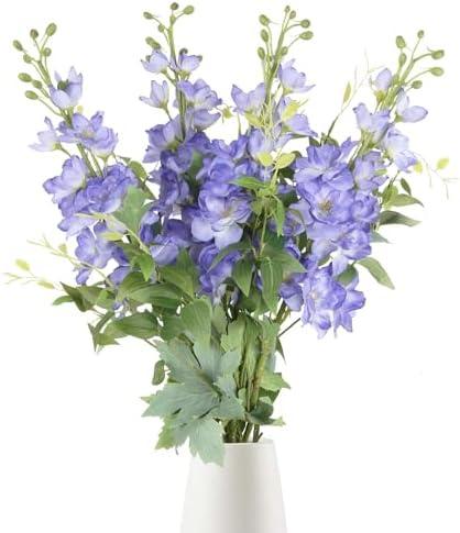 ICBOX 8PCS Voilet Artificial Delphinium Flowers with Clematis Greenery Long Stem Artificial Flowers Purple for Tall Vase for Home Wedding Floral Arrangement Centerpiece Table Decor (Voilet)