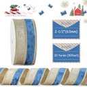 Navy Blue Velvet Wired Christmas Ribbon 2.5 Inch Blue and Gold Holiday Ribbon  10-Yards Roll for Tree Decorations, Gift Wrapping, Wreaths, and DIY Crafts