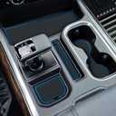 MOCHENT 7Pcs Center Console Liners for 2023 2024 2025 2026 Chevy Silverado/GMC Sierra 1500 & 2022 Refreshed 1500 Model, Premium Custom Non-Slip Cup Holder Mats, Full Console w/Bucket Seats ONLY, Blue