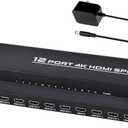 4K HDMI Splitter 1 in 12 Out, Powered HDMI Distributor Support 4Kx2K@30Hz Full HD for PC Laptop PS4 Xbox HDTV Office Home Teaching