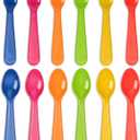 Wheat Straw Toddler Utensils Set of 12 - Kids Forks and Kids Spoons BPA Free/Dishwasher Safe Kids Utensils Cutlery Set Brightly Colored Toddlers Silverware Set