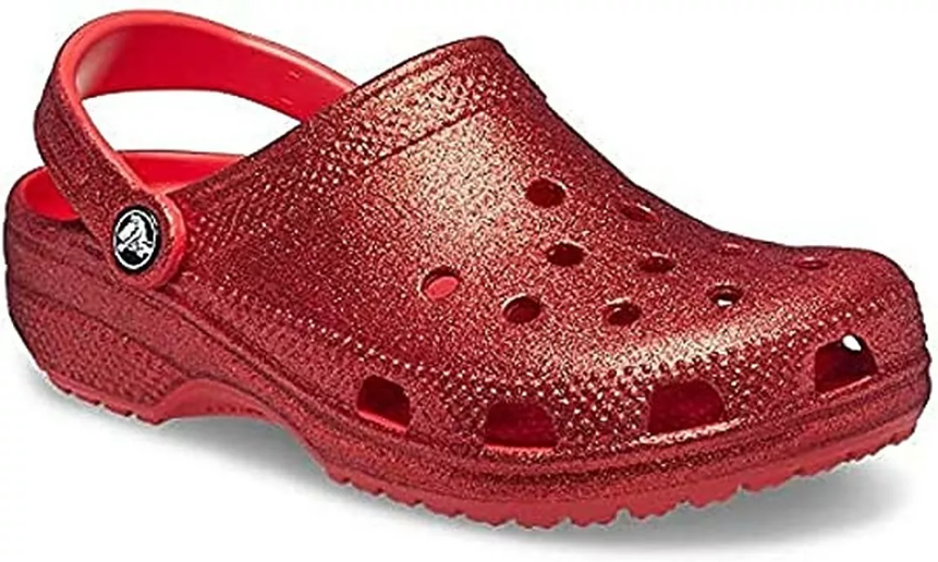 Crocs Kids' Classic Glitter Clog Unisex Red Flame (12 Little Kid, Varsity Red)