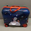 VEVOR Ride-on Luggage, 26 L Capacity, 18 Inches Tow Along Toddler Carry on Luggage with Wheels, Adjustable Shoulder Strap, Lightweight Kids Riding Suitcase for Boys & Girls Aged 3+, Blue & White (Spaceman)