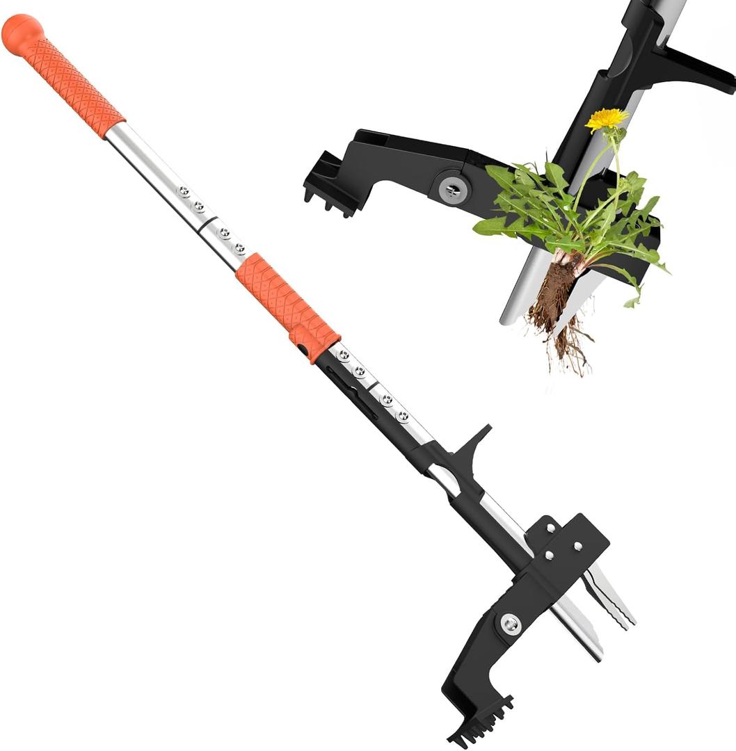 Weed Puller Tool, Gardening Stand-Up Weeder Puller with Ergonomic 39.3" Long Handle and 3 High-Strength Stainless Steel Claws, Easily Remove Weed
