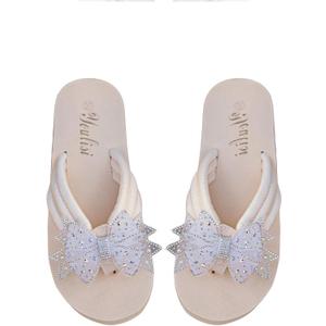GORGLITTER Women's Bow Rhinestone Flip Flops Thong Open Toe Cute Wedge Sandals (11)