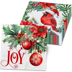 40Pcs Christmas Napkins, Cardinal Christmas Party Supplies Disposable Paper Napkins Red Cardinals Birds Napkins for Xmas Winter Holiday Party Decorations
