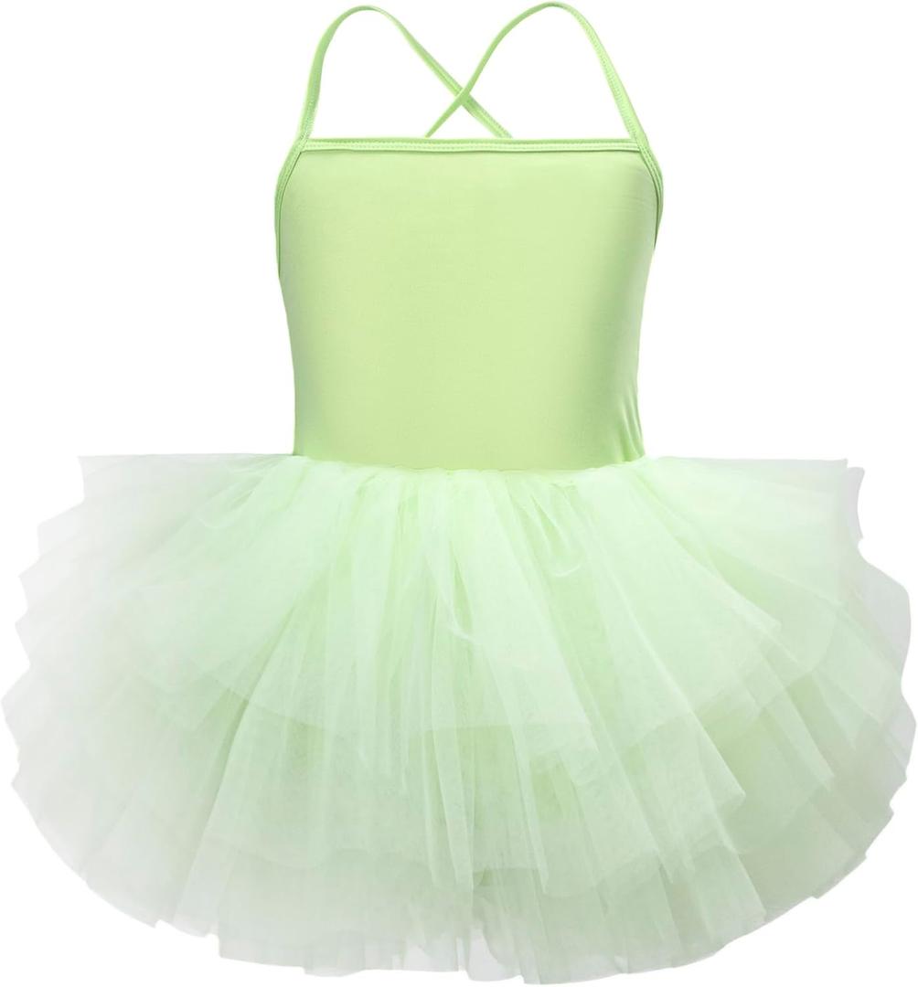 Tutu.kk Toddler Girls Ballet Skirted Leotards Strap Tutu Dress Party Outfits for Dance 18Months to 7t (6-8 Years, Fruit Green)