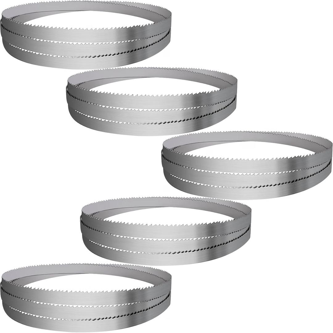 158" Sawmill Bandsaw Blades 5-Pack Compatible with Wood-Mizer, Bandsaw Blades Compatible with Woodland, Harbor Freight, Frontier, Timbery,TMG Industrial Mills, 10°All-Purpose Sawing
