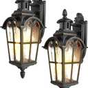 DEWENWILS Motion Sensor Outdoor Wall Lights, 2-Pack Dusk to Dawn Exterior Lantern Fixture, Roman Vintage Wall Mount Waterproof Porch Light, Water Ripple Glass, for Front Door Garage Patio