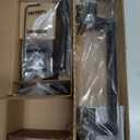 Kwikset San Clemente Front Door Handle No Lock, Entry Handleset Exterior with Interior Reversible Handed Lever, Non-Locking, Matte Black, Deadbolt Not Included, with Microban Protection