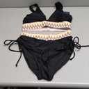 Blooming Jelly Women High Waisted Bikini Sets Tummy Control Swimsuits Color Block Two Piece Drawstring Bathing Suit M