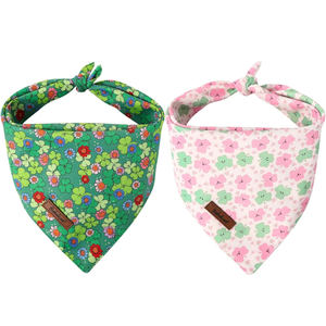 Easter Dog Bandanas 2 Pack, Bunny Eggs & Egg Stripe Pattern Easter Dog Scarf Bib for Boy and Girl, Cute Holiday Bandana for Large and Extra Large Dogs