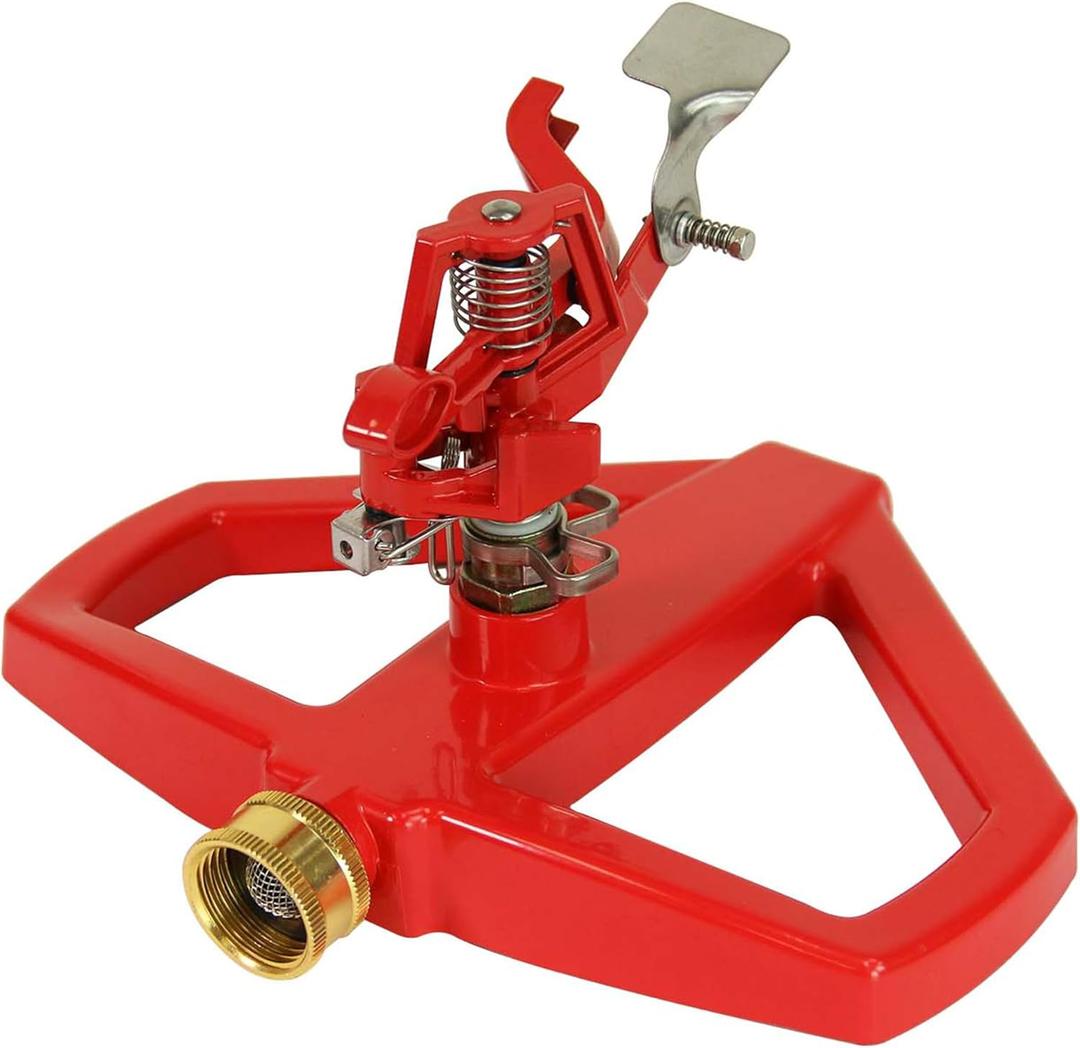 Chapin 4980: Platform Impact Sprinkler, 360 Degree Automatic With Base for Gardens and Lawns, Up to 85ft Coverage Area, Yards and Garden Watering, Red