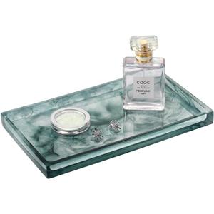 Emibele Bathroom Tray - Resin Countertop Vanity Tray with Jewelry Storage & Organizer for Candle, Plant, Perfume, Shampoo, Towel - Home Decor, Medium, Ink Green