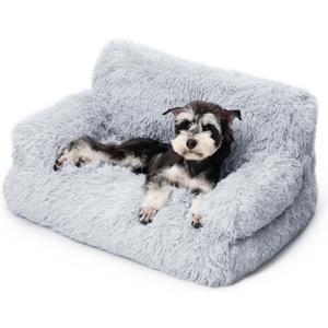 Mewoo Dog Couch, Small Dog Bed with Removable Washable Cover, Cute Cat Couch for Pets, Cat Beds for Indoor Cats with Anti-Slip Bottom (Grey)