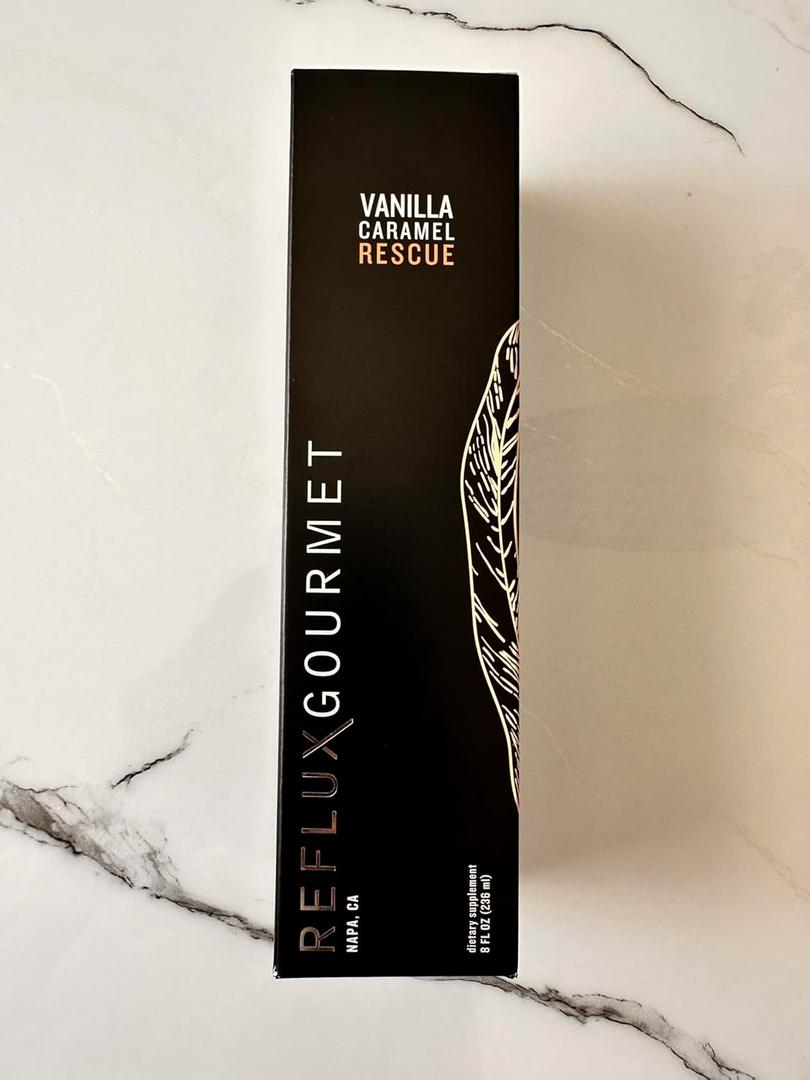 REFLUX GOURMET Vanilla Caramel Rescue  Alginate Complex  Digestive Support Formula, Made with Natural Ingredients  8 Fl. Oz