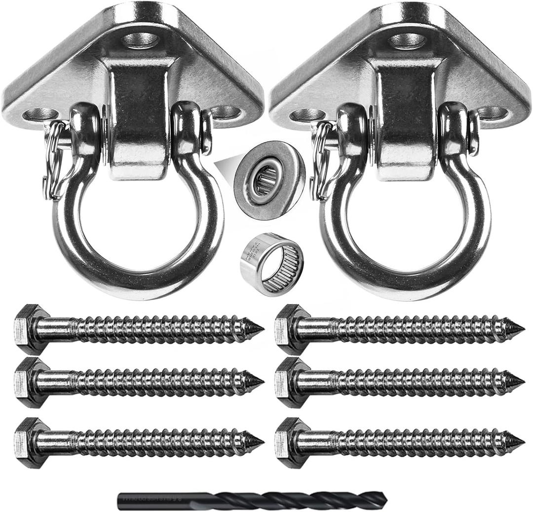 2 Bearing Swing Hangers Heavy Duty 304 Stainless Steel 1500LB Capacity 180for Yoga Porch Swing Seat Sandbag, Gym
