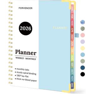 2026 Planner, Forvencer Calendar Planner Weekly and Monthly, Jan 2026-Dec 2026, 8.5" X 11", Hardcover Agenda Book, Daily Journal Organizer with Inner Pocket, Notebook for Office School, A4, Blue