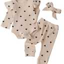 Amazon.com: Fullfamous Infant Baby Girl Clothes Outfits,Fall Winter Romper Christmas Clothing Set 0-3 months Ecru Heart: Clothing, Shoes & Jewelry