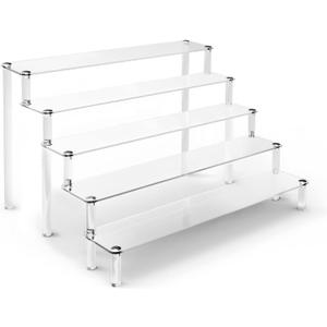 ULENDIS 5 Tier Acrylic Stands for Display, Clear Display Stand Risers Shelf for Cupcakes Perfumes Figurines, Tabletop Cupcake Stand for Decorating & Organizing (16" x 15.5" x 9.6")