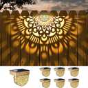 6 Pack Solar Fence Lights Outdoor Wall Lights Plastic Solar Powered Deck Step Stair Lights Moon Theme Waterproof Fence Solar Light for Garden Post Patio Backyard Yard Decor (Gold, 6 Pack)