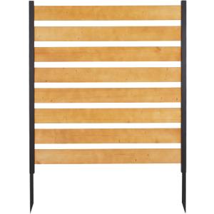 Privacy Fence Panels for Outside No Dig Fence Screen Garden Fence Wooden Air Conditioner Fence Panels for Outdoor Yard Trash Cans, AC, Compost Bin(48" W x 48" H-Horizontal-1 Panels Wood+Metal)