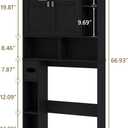 Vabches Over The Toilet Storage Cabinet, Bathroom Shelf Over Toilet with Glass Doors and Adjustable Shelves, Black Freestanding Home Space Save Toilet Rack, for Restroom, Bathroom, Laundry