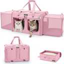 MIDOG Cat Carrier for 2 Cats, Expandable Soft Sided Pet Carrier with Litter Box, Portable Double Compartment Kennel up to 30lbs for Car Travel, Vet Visits, Moving