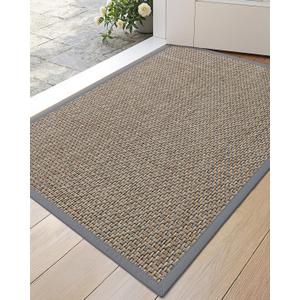 DEXI Ultra Thin Entryway Indoor Door Mat 17x30, Non Slip Rubber Backing Inside Entry Mat, Low Profile Easy Clean Dirt Trapper Doormat for Inside Entrance Patio, Grey (1'5" x 2'6" (Rectangular))