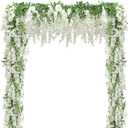 Findosom Wisteria Artificial Flowers Garland, 10Pcs Total 72FT White Wisteria Hanging Flowers, Flower Garland Decorations for Home Garden Outdoor Ceremony Wedding Arch Decoration