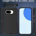 for Pixel 9A Case, 16ft Drop Protection, with Dustproof Port Cover, 3-Layer Shockproof Heavy Duty Phone Case for Google Pixel 9A, Black