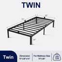 Twin Bed Frame with Round Corner Legs, 14 Inch Platform Bed Heavy Duty Steel Slats Support, Noise Free No Box Spring Needed Easy Assembly（14T,Black
