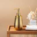 Gold Soap Dispenser,Wavy Design Ceramic Lotion Soap Dispenser for Bathroom, Kitchen, Hand Soap, Dish Soap, Bathroom Countertop