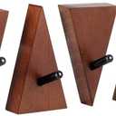 Wood Wall Hooks 4pcs Decorative Wooden Coat Hooks 2.95in Height, Small Walnut Wood and Black Metal Hooks for Hanging Hats Towels Robe Clothes Keys Bags, Adhesive or Wall Mounted
