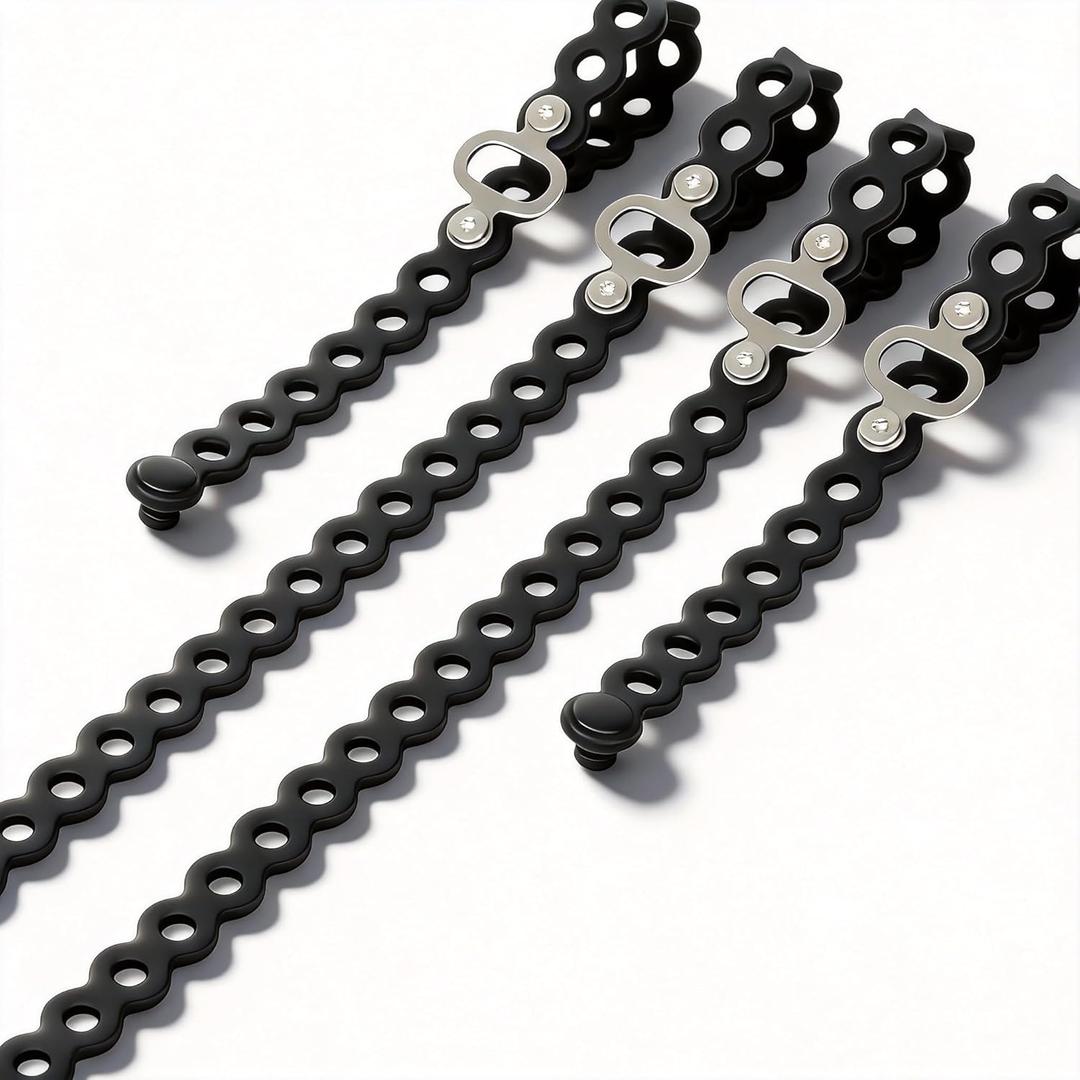 Modular Straps (4-Pack), Flexible Multi-Tool, Gear Strap for Outdoor Adventure, Survival, Camping, Travel, EDC (Black)